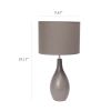 Oval Bowling Pin Base Ceramic Tabletop Lamp, Gray