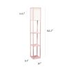 Floor Lamp Etagere Organizer Storage Shelf with Linen Shade, Light Pink