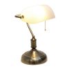 Executive Banker's Desk Lamp with Glass Shade, White