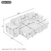 Reversible Sleeper Sofa Sectional with Storage Chaise and 2 Stools, Gray