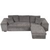 Reversible Sleeper Sofa Sectional with Storage Chaise and 2 Stools, Gray