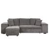 Reversible Sleeper Sofa Sectional with Storage Chaise and 2 Stools, Gray