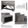 Reversible Sleeper Sofa Sectional with Storage Chaise and 2 Stools, Gray