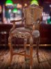 Western Chippendale Fur and Leather Bar Stool