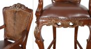 Western Chippendale Fur and Leather Bar Stool