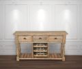 Farmhouse Console with Wine Rack in All Natural Finish