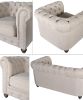 Classic Chesterfield Dark Linen Sofa Set of 3