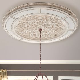 Alluring Carved Cream Round Ceiling Medallion 72 Inch Diameter