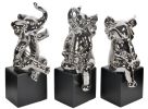 Good Luck Elephants with Mirrored Chrome Finish on Bases Set of 3