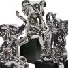 Good Luck Elephants with Mirrored Chrome Finish on Bases Set of 3