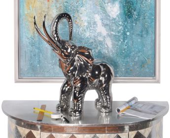 Free Standing Position Mirrored Chrome Large Elephant Sculpture