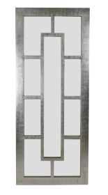 Modern Silver Leaner Designed Mirror With Pattern 30 in x 74 in