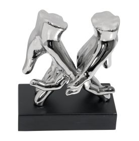 Silver Mirrored Pinky Swear Love Lock Table Sculpture