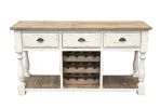 Farmhouse Console Wine Rack White Chalk Finish and Natural Top