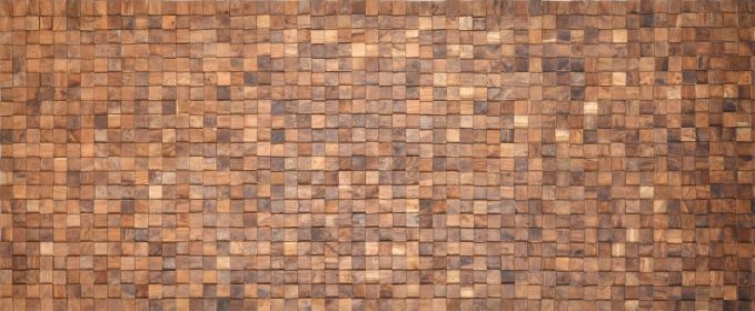 8 Ft Reclaimed Teak Square Mosaic Wall Panel