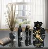 Abstract Torso Vases Black Finish with Gold Accents Set of 2