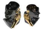 Abstract Torso Vases Black Finish with Gold Accents Set of 2