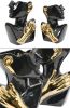 Abstract Torso Vases Black Finish with Gold Accents Set of 2