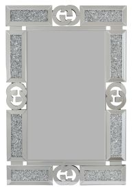 Modern Micro-mosaic Encrusted Silver Tone Finish Mirror 32 x 49