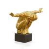 Inspiring Mirrored Gold Crouching Diver Sculpture on Black Base