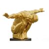 Inspiring Mirrored Gold Crouching Diver Sculpture on Black Base