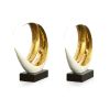 Abstract Mirrored Gold and White Fish On A Black Bases Set Of 2