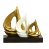 Abstract White And Gold Boats Sculpture On Black Base