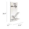 Lucca Wall Mounted Wooden “Life Happens Wine Helps” Wine Bottle Shelf with Glass Holder, White Wash