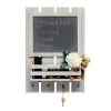 Chalkboard Sign with Key Holder Hooks and Mail Storage, Gray Wash