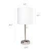 Brushed Steel Stick Lamp with Charging Outlet and Fabric Shade 2 Pack Set, White