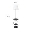 Bedside End Table Dual Shelf Decorative Floor Lamp, Black