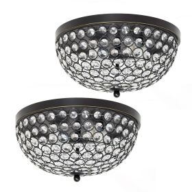 Crystal Glam 2 Light Ceiling Flush Mount 2 Pack, Restoration Bronze