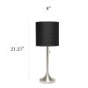 Brushed Nickel Tapered Table Lamp with Black Fabric Drum Shade