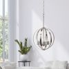 3-Light 18" Adjustable Industrial Globe Hanging Metal and Clear Glass Ceiling Pendant for Kitchen Foyer Hallway Bedroom Living Room Dining Room, Brush