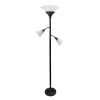 Torchiere Floor Lamp with 2 Reading Lights and Scalloped Glass Shades, Restoration Bronze and White