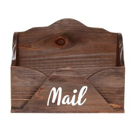 Homewood Farmhouse Wooden Decorative Envelope Shaped Desktop Letter Holder, Bills Organizer, Storage Box, Crate with "Mail" Script in White for Home D