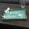 Decorative Wood Serving Tray w/ Handles, 15.50" x 12", "Island Time"