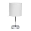 Chrome Mini Basic Tabletop Lamp with Fabric Shade, White