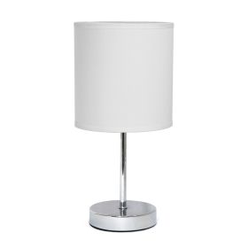 Chrome Mini Basic Tabletop Lamp with Fabric Shade, White