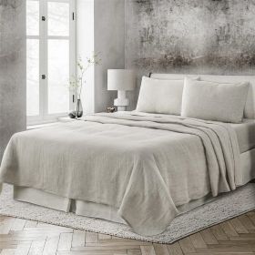 Premium Belgium Flax Linen 4-Peice Sheet Sets King Greige