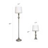 Brushed Steel Three Pack Lamp Set (2 Table Lamps, 1 Floor Lamp)