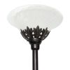 Torchiere Floor Lamp with 2 Reading Lights and Scalloped Glass Shades, Restoration Bronze and White