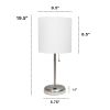 Oslo 19.5" Contemporary Bedside USB Port Feature Standard Metal Table Desk Lamp in Brushed Steel with White Drum Fabric Shade for Home Décor, Bedroom,