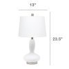 Glass Dollop Table Lamp with White Fabric Shade, White