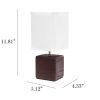 Petite Faux Stone Tabletop Lamp with Fabric Shade, Brown with White Shade