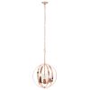 3-Light 18" Adjustable Industrial Globe Hanging Metal and Clear Glass Ceiling Pendant for Kitchen Foyer Hallway Bedroom Living Room Dining Room, Rose