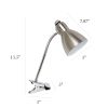 Adjustable Clip Light Desk Lamp, Brushed Nickel