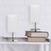 Petite Stick Lamp with USB Charging Port and Fabric Shade 2 Pack Set, White