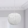 1-Light 11.38" Bohemian Farmhouse Coastal Woven Paper Shade Ceiling Pendant, White