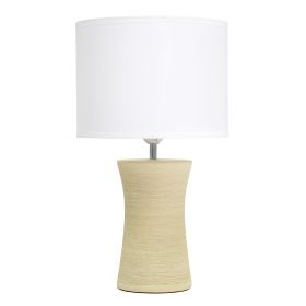 Ceramic Hourglass Tabletop Lamp, Beige